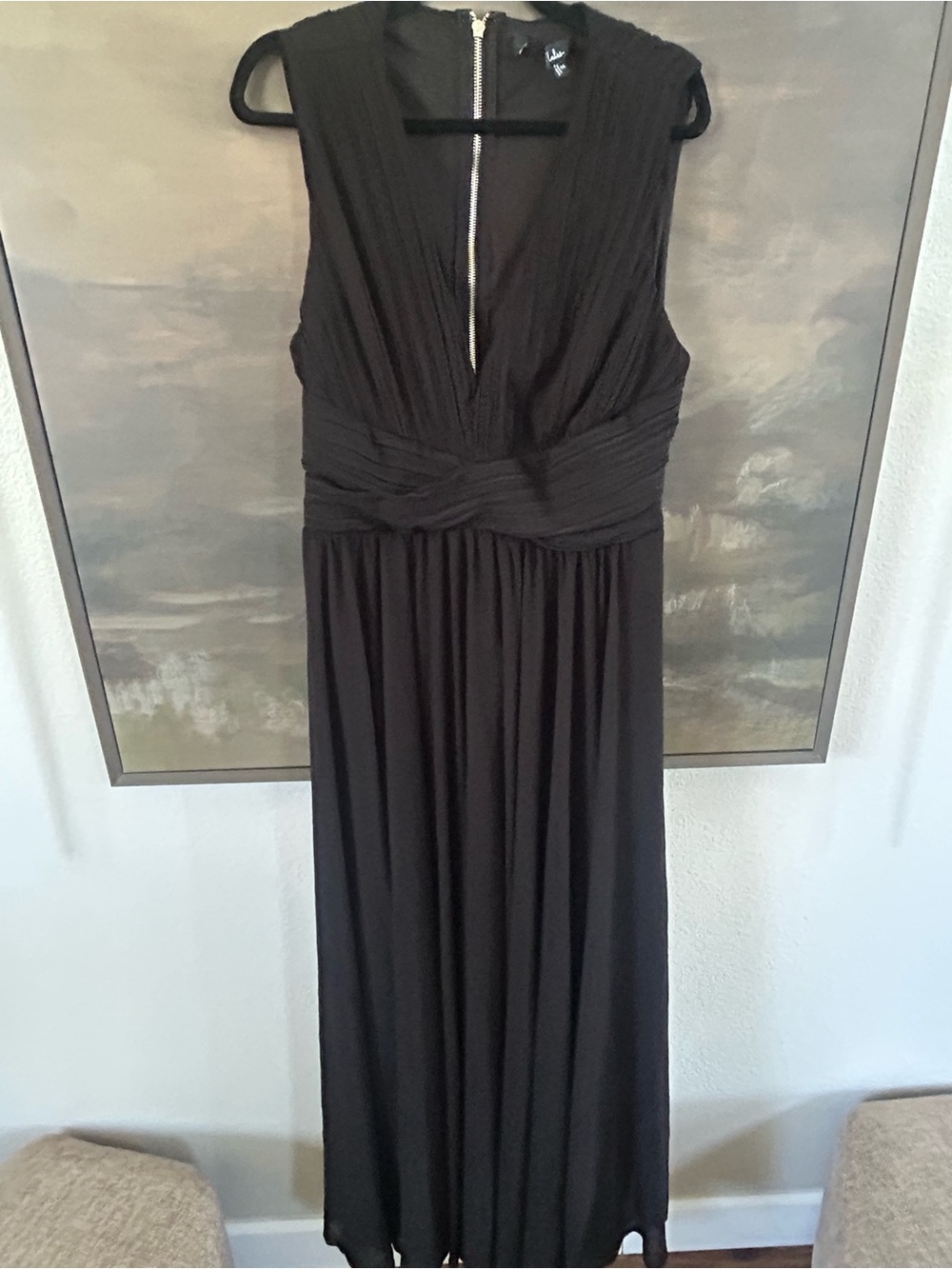 NWOT Lulus Black Pleated V-Neck Sleeveless Maxi Dress - Picture 4 of 10